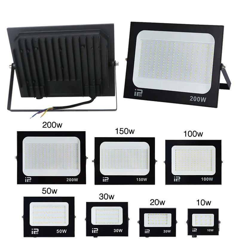 LED Flood Light - Spotlight 100W 150W 200W - Outdoor Lighting 6500K Waterproof - Lamps AC220V