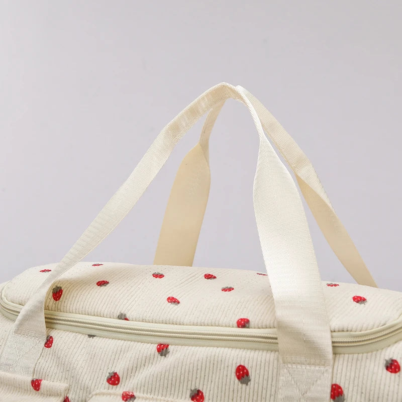 Corduroy Tote Bag with Shoe Compartment