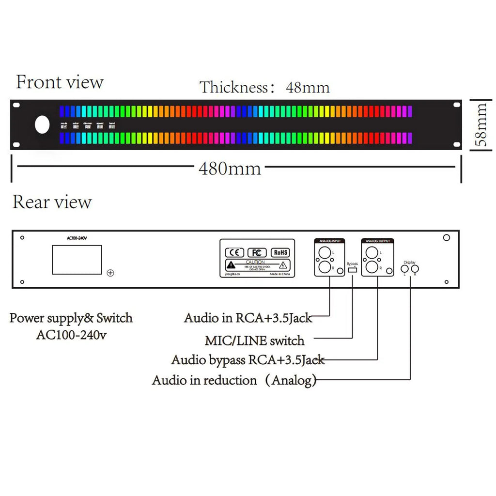 128-LED Full Colour Music Spectrum Level Indicator with Digital Display