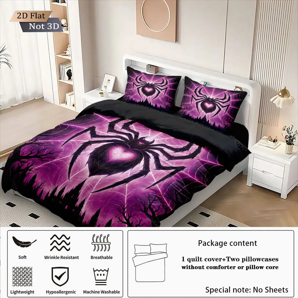3pcs Cyber Style Spider Printed Down Duvet Cover Set