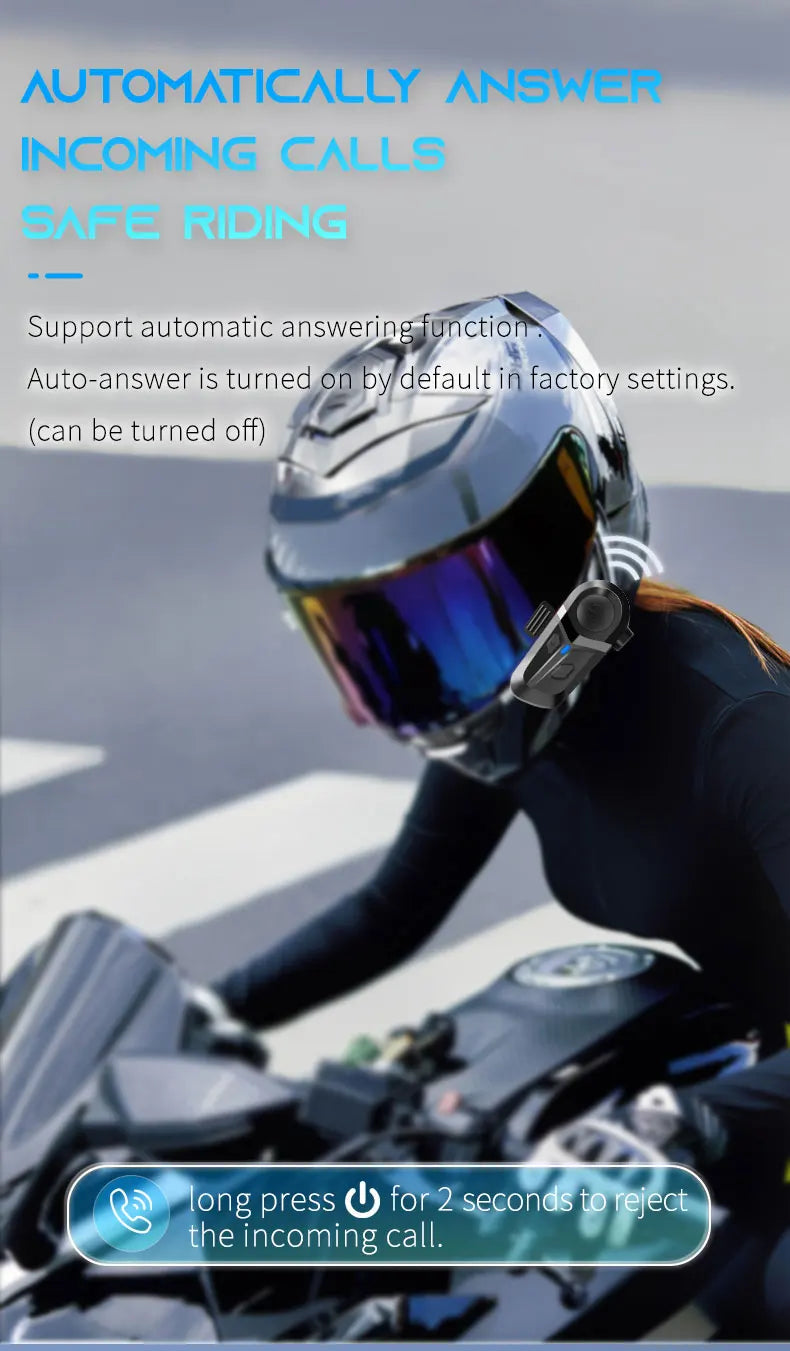 Waterproof Bluetooth 5.3 Motorcycle Helmet Earbuds with Hands-Free Calling