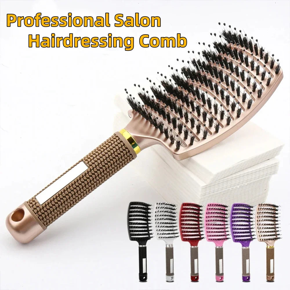 Nylon Bristle Hairbrush – Detangling & Smoothing Brush for All Hair Types