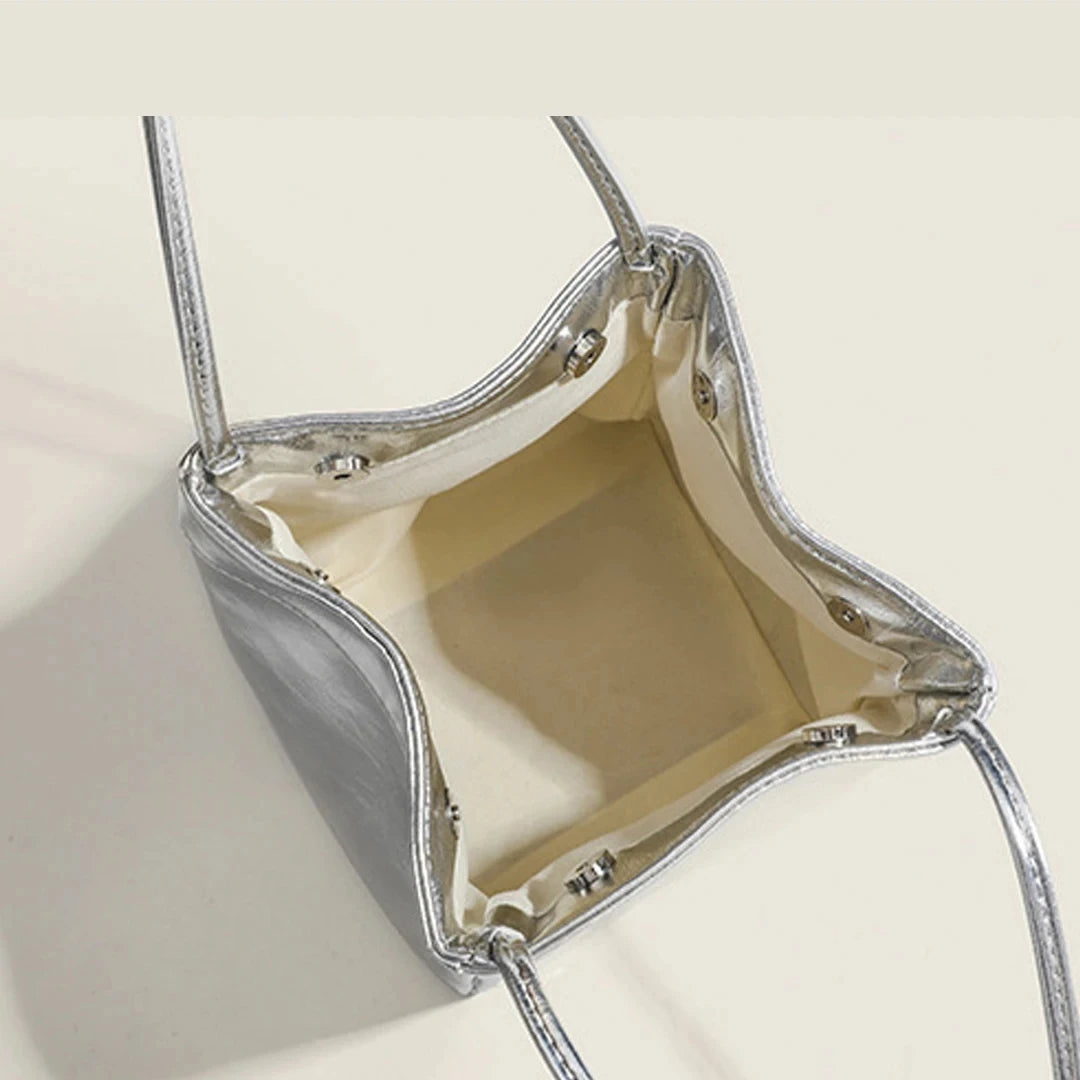 Women's Small Silver Bucket Bag
