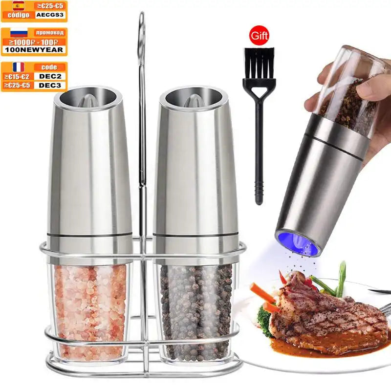 Electric Salt & Pepper Mill Set – LED Light
