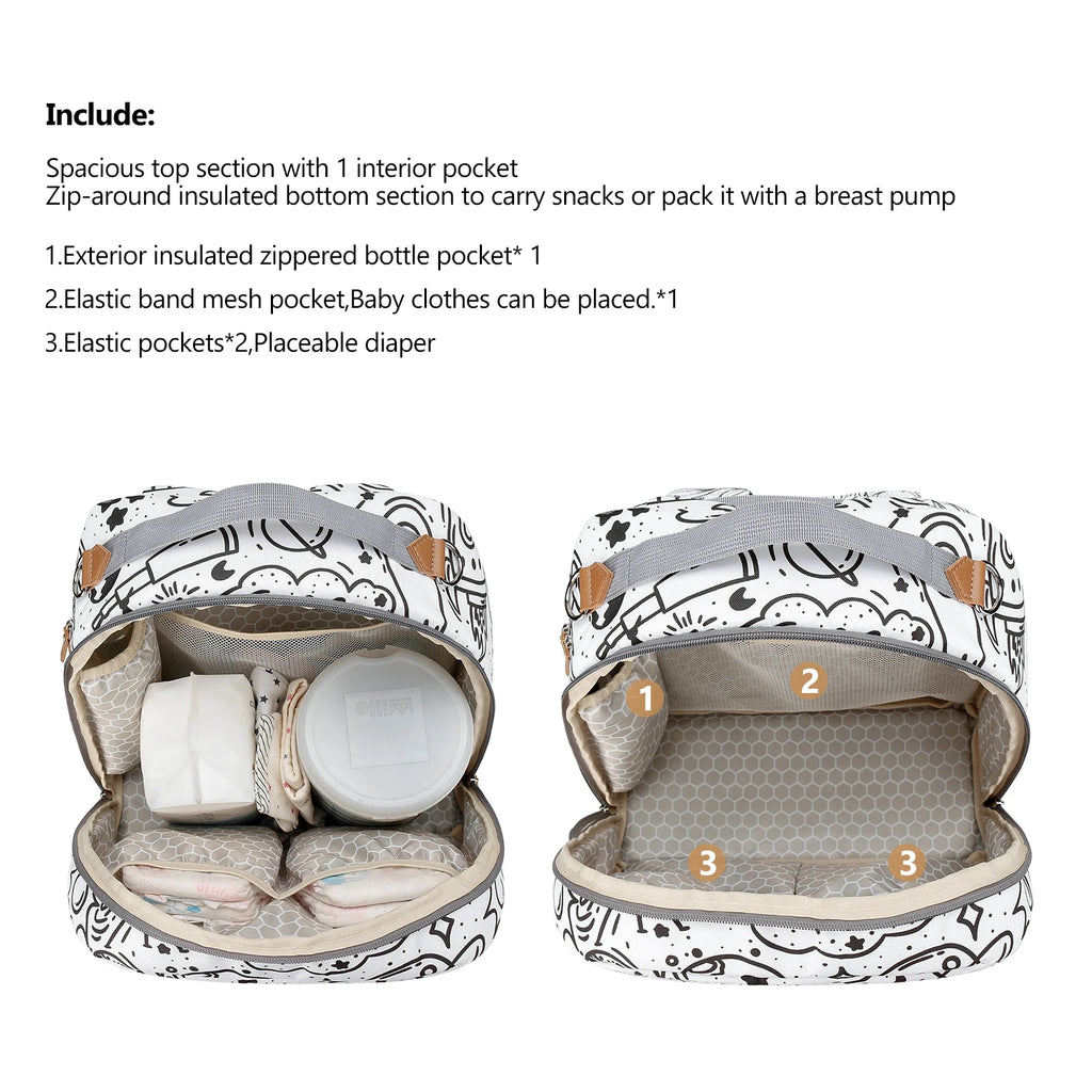 Breast Pump Bag with Insulated Cooler Compartment