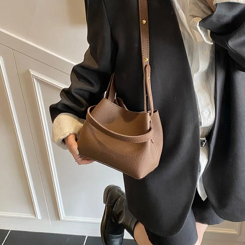 Women's PU Leather Bucket Bag – Shoulder & Crossbody