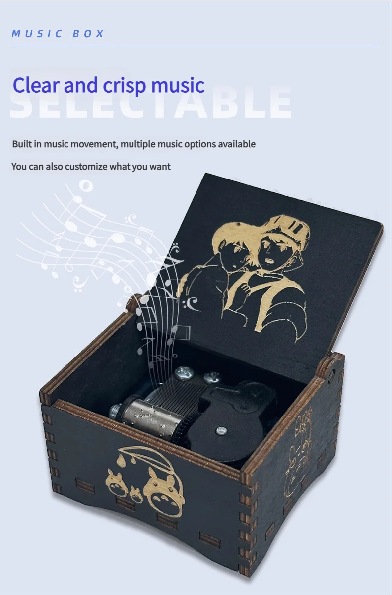 Wooden Wind-Up Music Box – Classic Melody Keepsake Gift