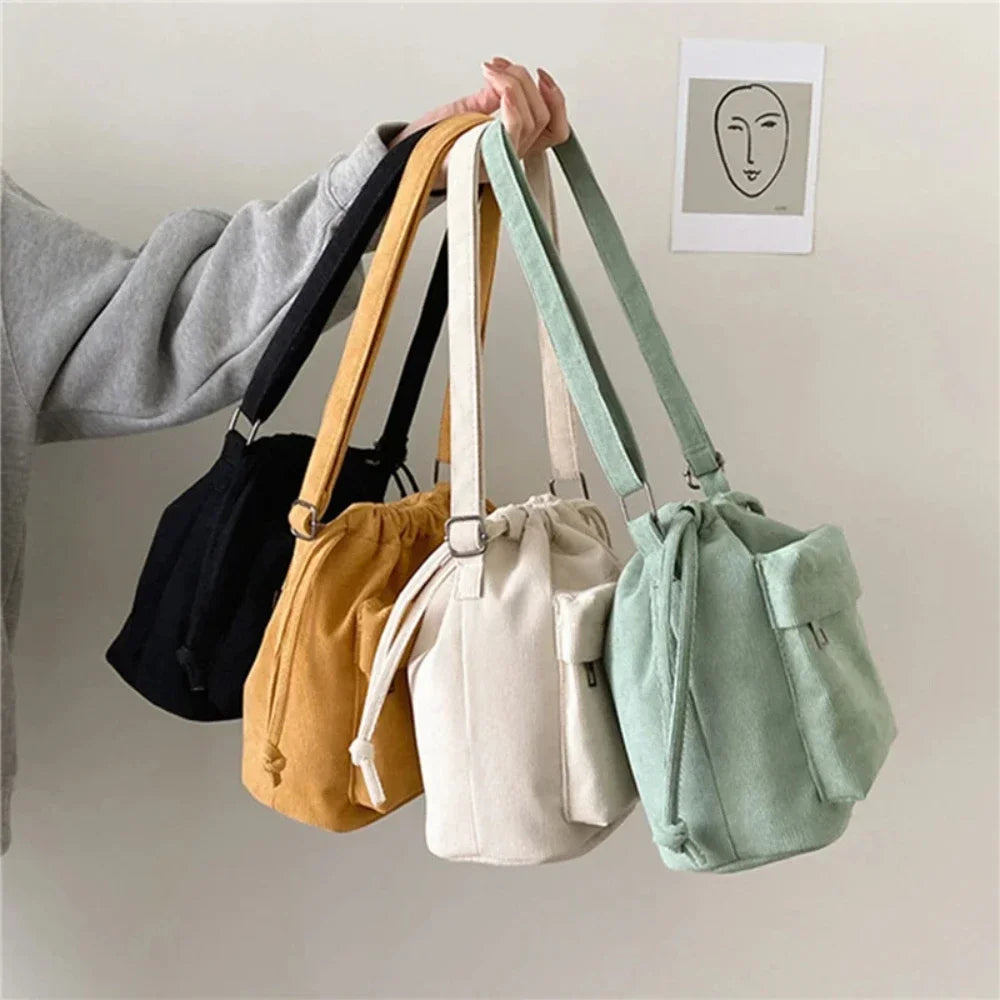 Shoulder Bag - Drawstring Bucket Bag