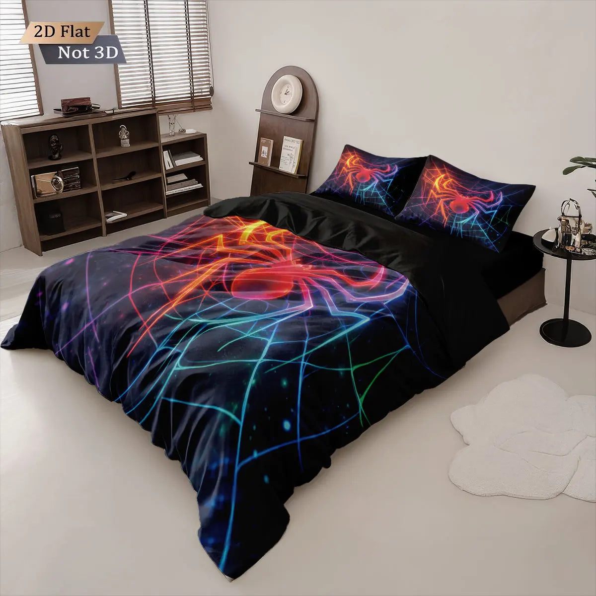 3pcs Cyber Style Spider Printed Down Duvet Cover Set