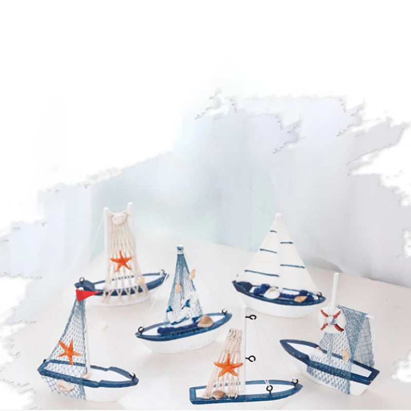 Wooden Blue Sailing Boat – Nautical Home Décor Ornament