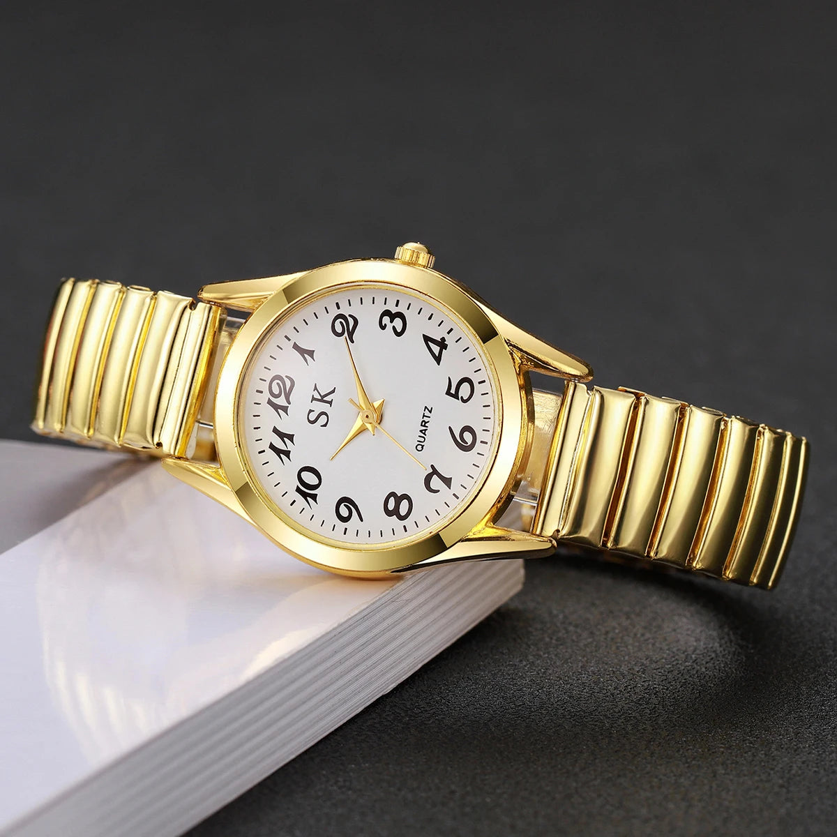 Digital Watch with Steel Strip & Elastic Band