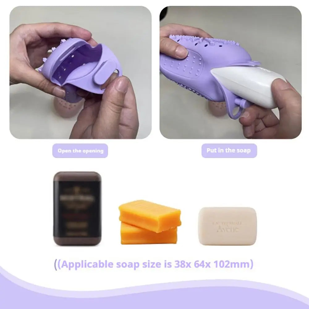 Silicone Soap Saver Bag with Rope for Exfoliating
