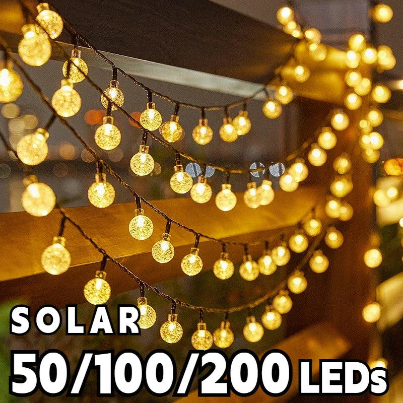 Solar Crystal Globe LED Outdoor Fairy String Lights