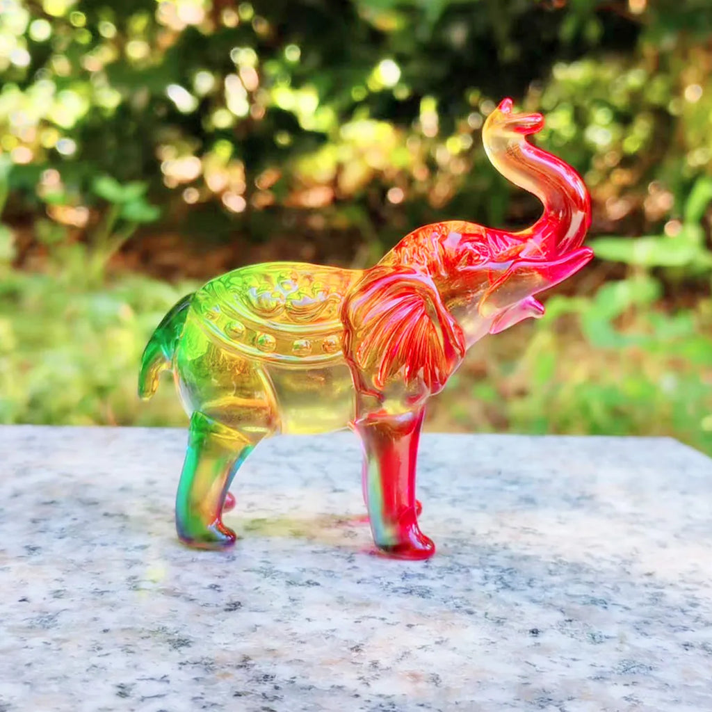 Colourful Glass Elephant Figurine Ornament