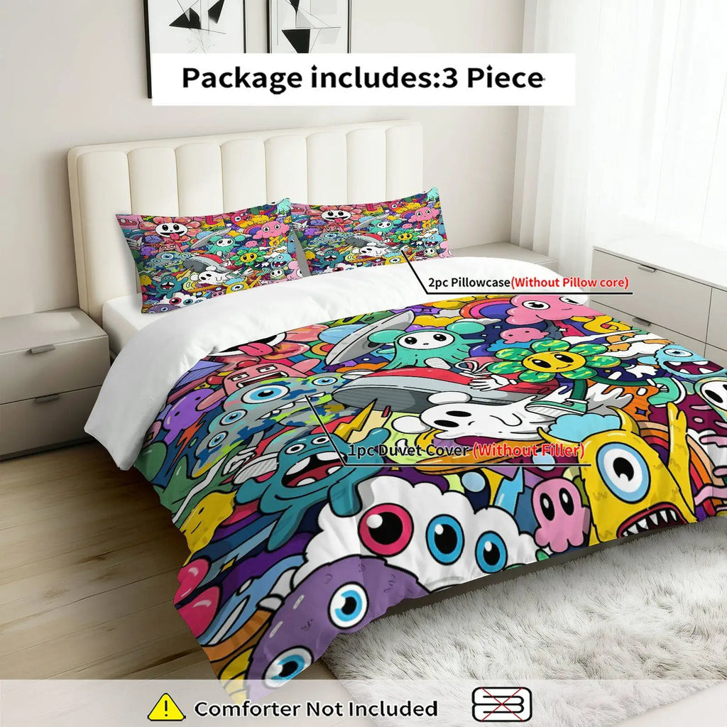 3PCS Duvet Cover Set - 1 Duvet and 2 Pillowcases