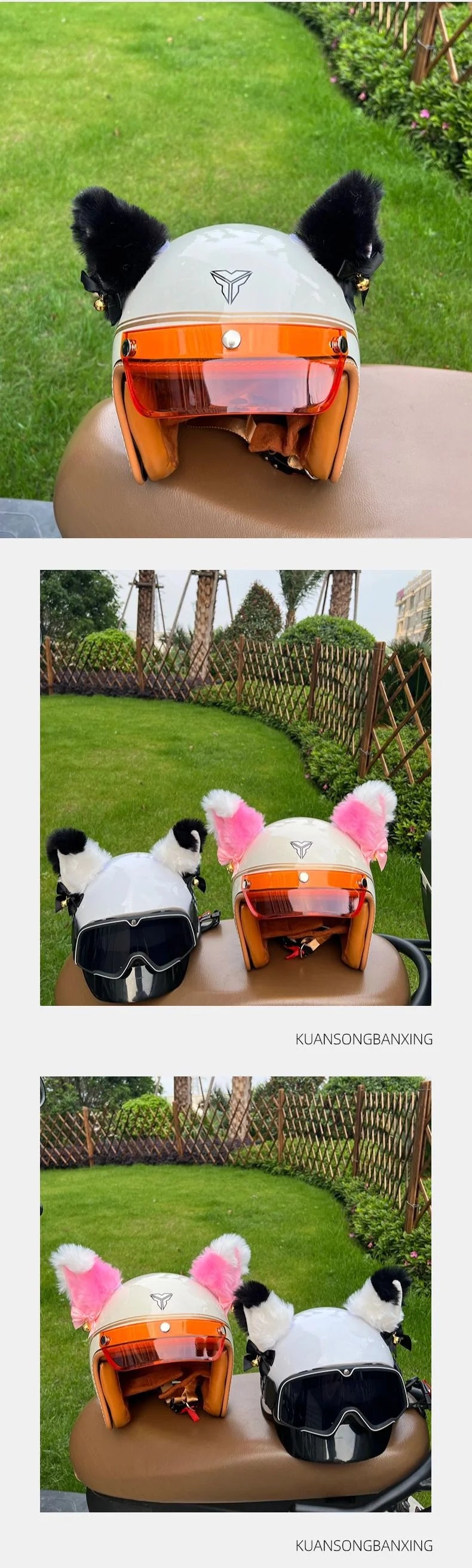 Cat Ears Helmet Decoration - Motorcycle & Ski Helmet Accessory for Men & Women