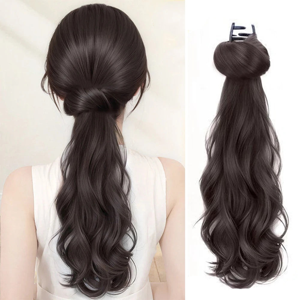 Slightly Curly Synthetic Claw Clip Ponytail Extension – Natural Look, Easy Clip-On