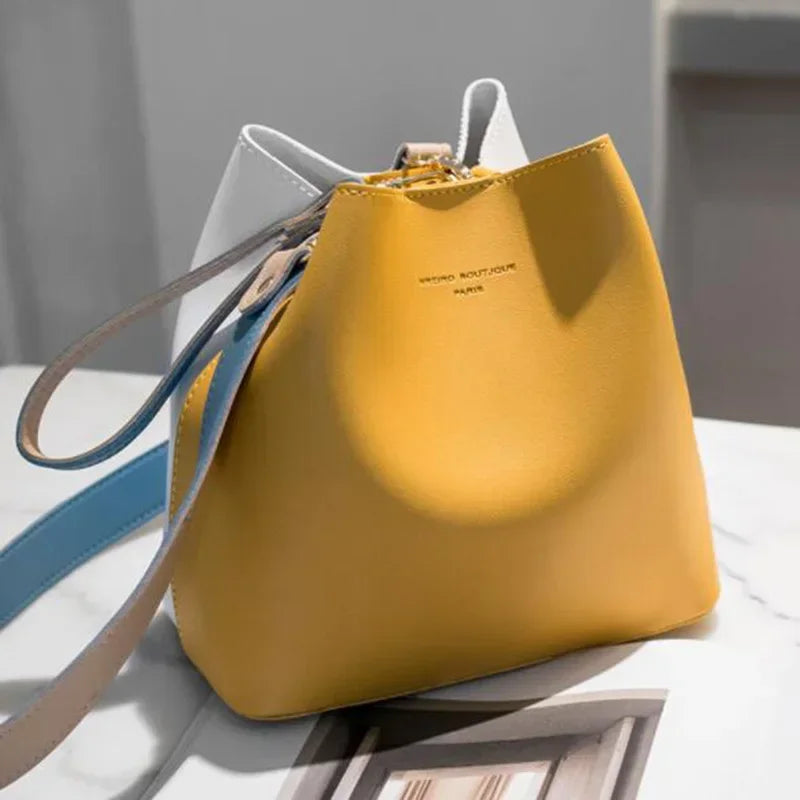 Fashionable PU Leather Bucket Bag