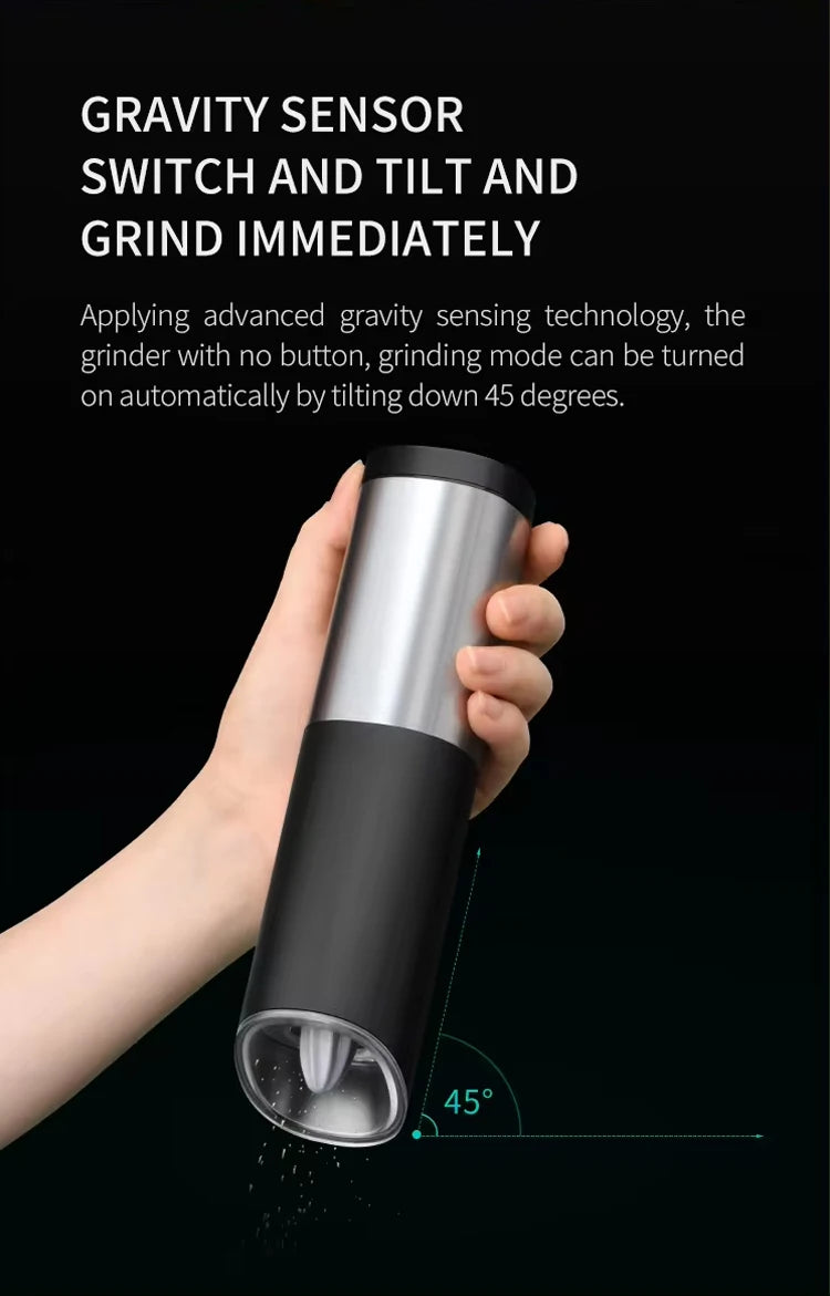 Automatic Salt & Pepper Grinder Set – LED Light, Adjustable Mill