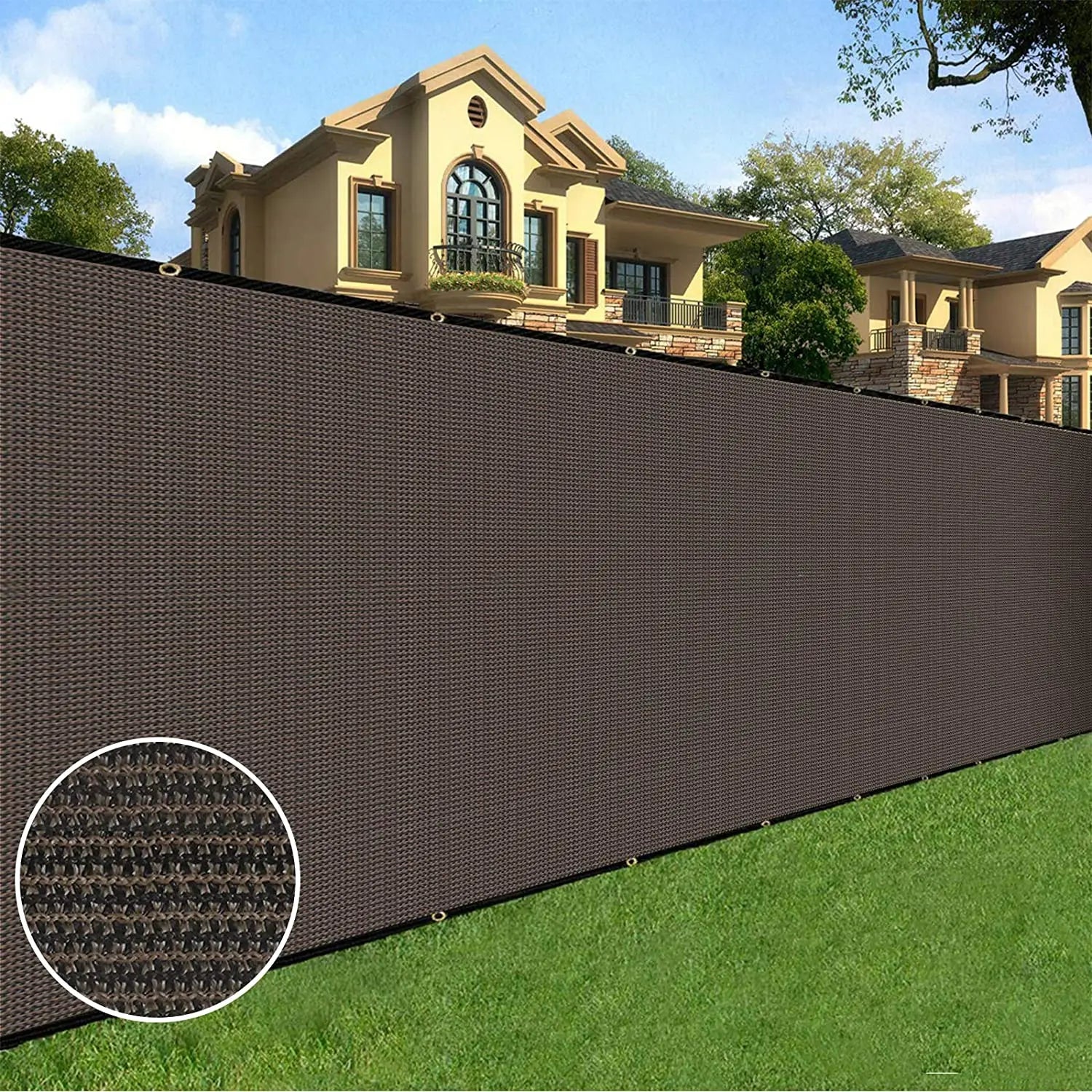 Patio Fence Privacy Screen Mesh with Grommets & Zip Ties