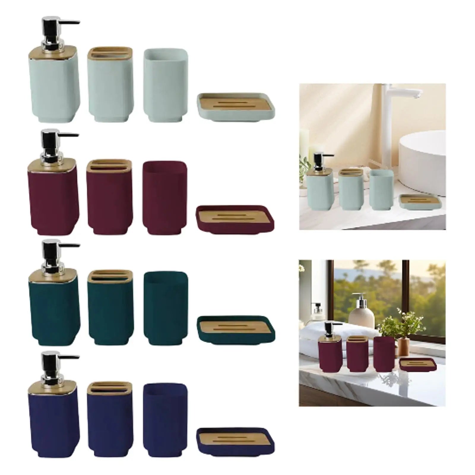 4-Piece Bathroom Accessories Set – Soap Dispenser, Toothbrush Holder & More