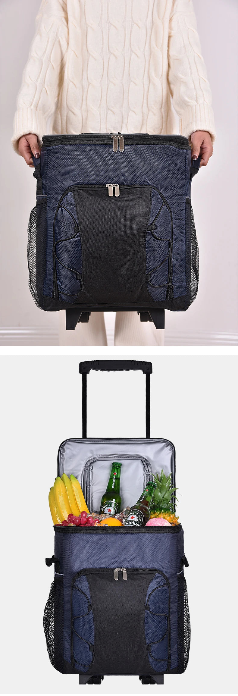 Rolling Cooler with Removable Wheels & Handle