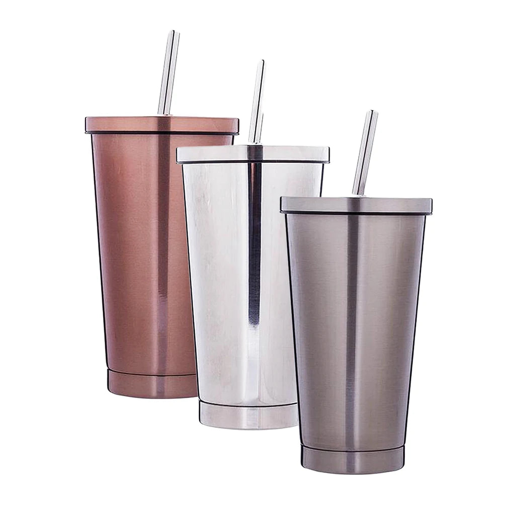 Stainless Steel Smoothie Cup with Straw
