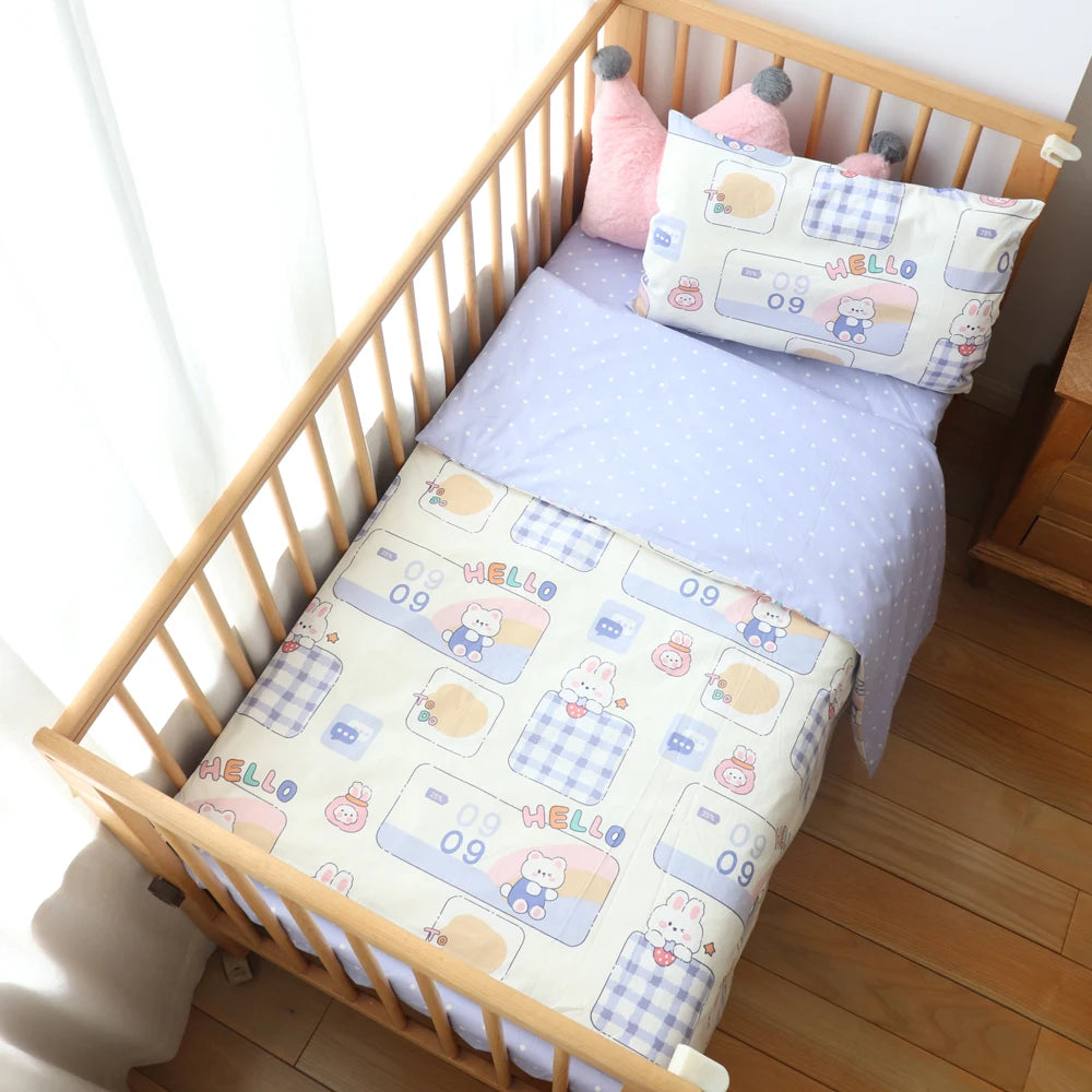 3 Pcs Kids Bedding Set - Cotton Bed Linen set Include, Pillowcase, Sheet and Duvet Cover