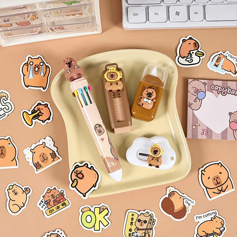 Capybara Stationery Set – Pencil, Ruler, Eraser & Sharpener Gift Pack