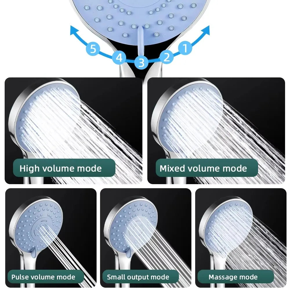 Pressurized Hand Shower - 5 Spray Modes, Large Water Output
