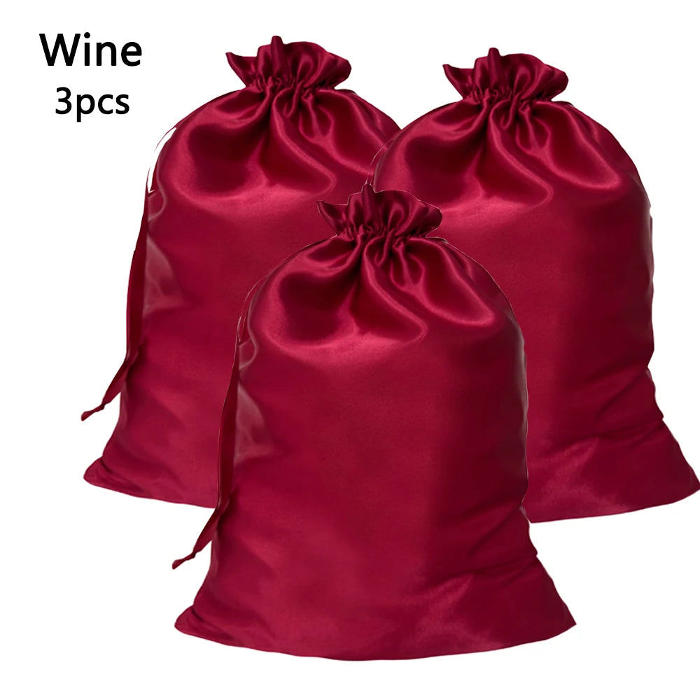 Silky Satin Wig Storage Bags with Drawstring – Dust-Free Protection, Set of 3