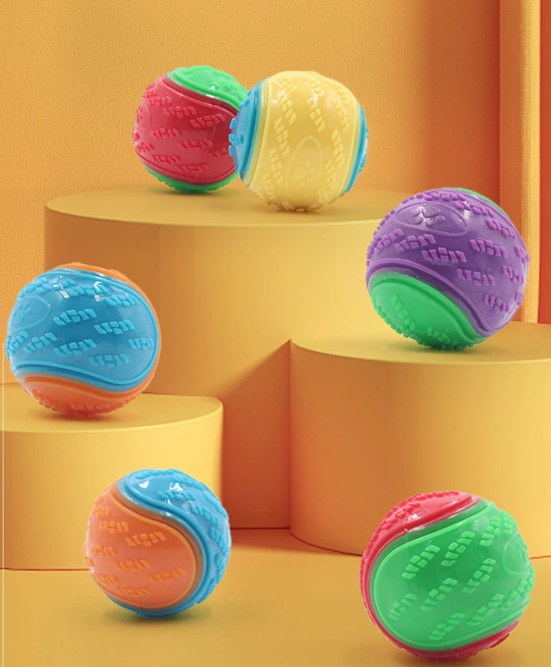 Bite-Resistant Squeaky Dog Ball Toy for Teeth Cleaning