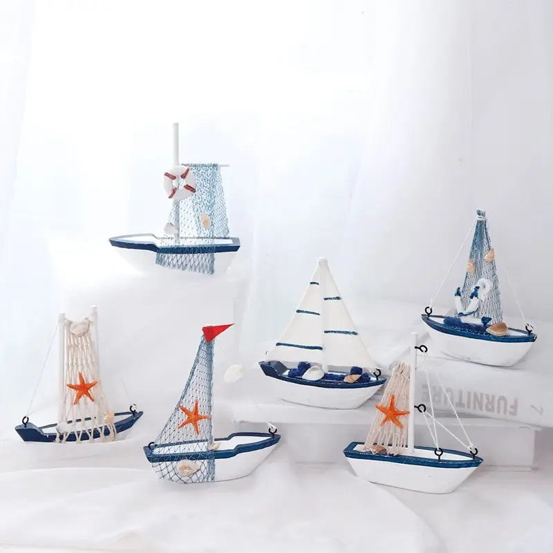 Wooden Blue Sailing Boat – Nautical Home Décor Ornament