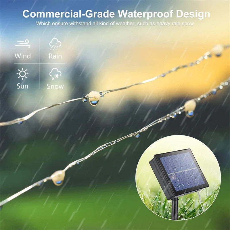 Waterproof Outdoor Solar LED Fairy String Lights (7M–32M)