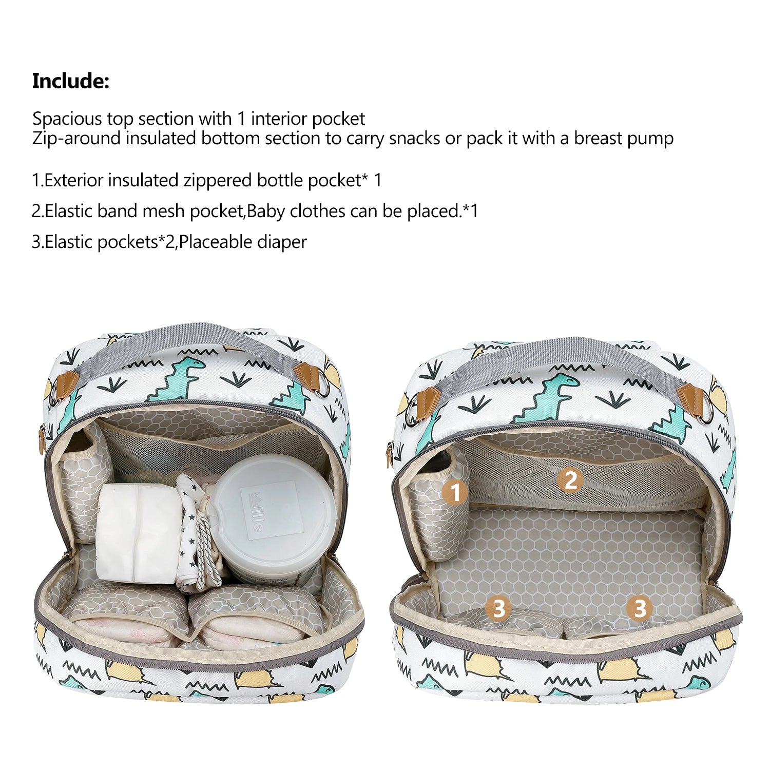 Breast Pump Bag with Insulated Cooler Compartment