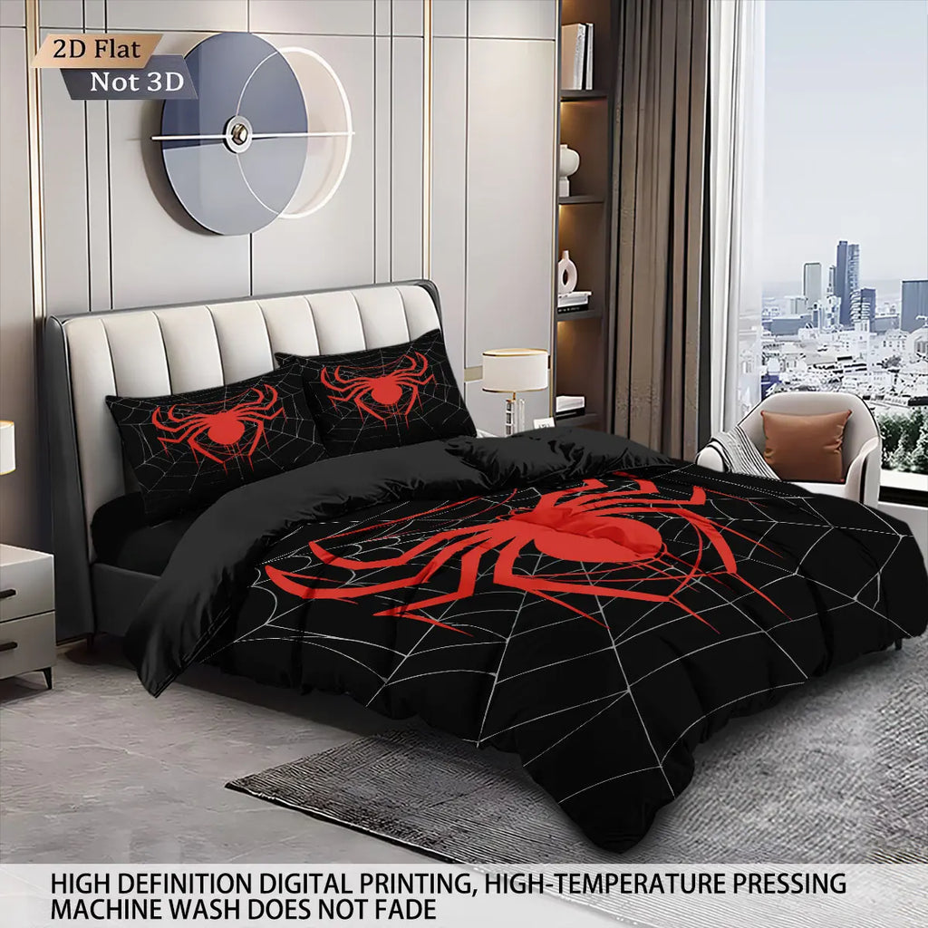 3pcs Cyber Style Spider Printed Down Duvet Cover Set