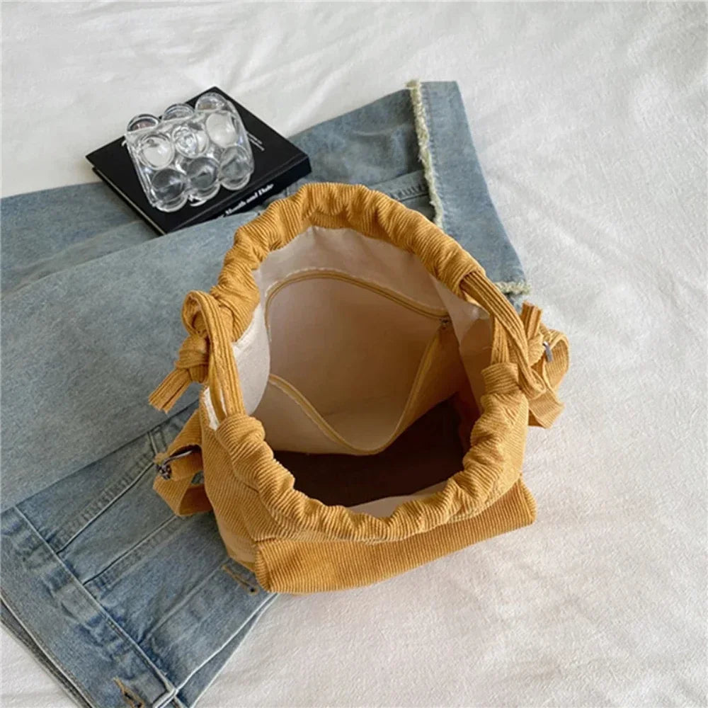 Shoulder Bag - Drawstring Bucket Bag