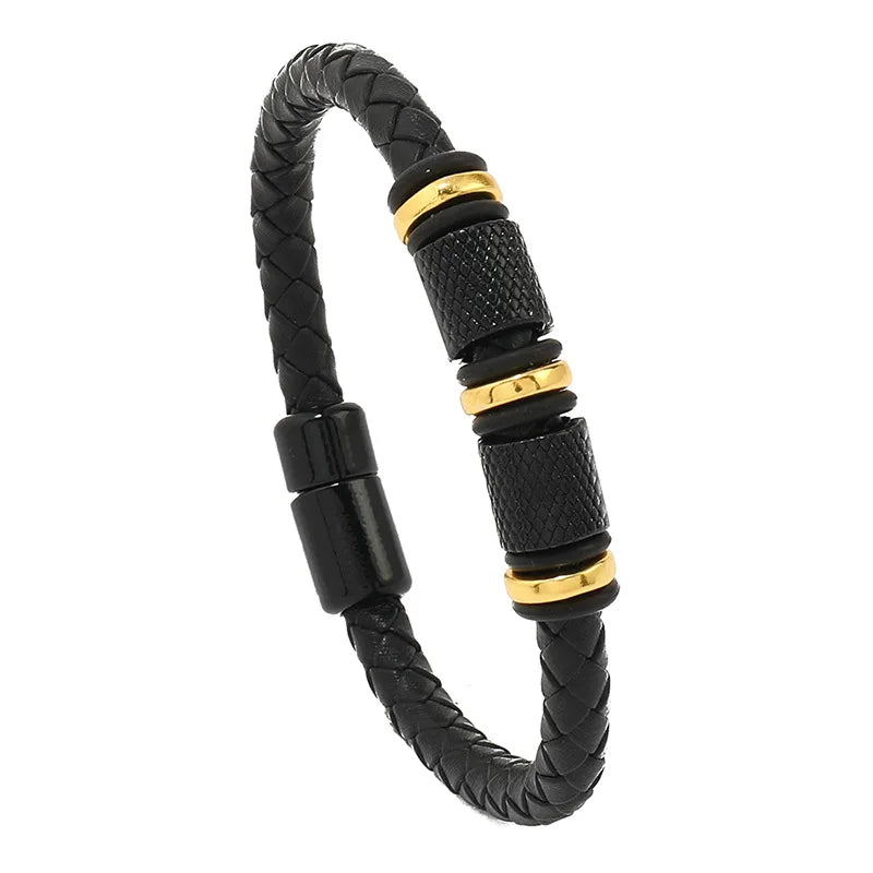 Men Genuine Leather Bracelet Magentic Attachment