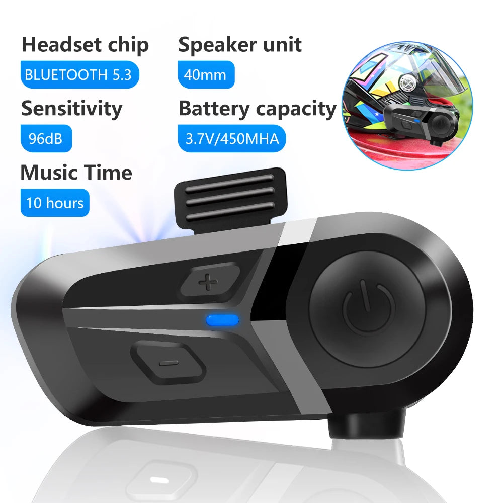 Waterproof Bluetooth 5.3 Motorcycle Helmet Earbuds with Hands-Free Calling
