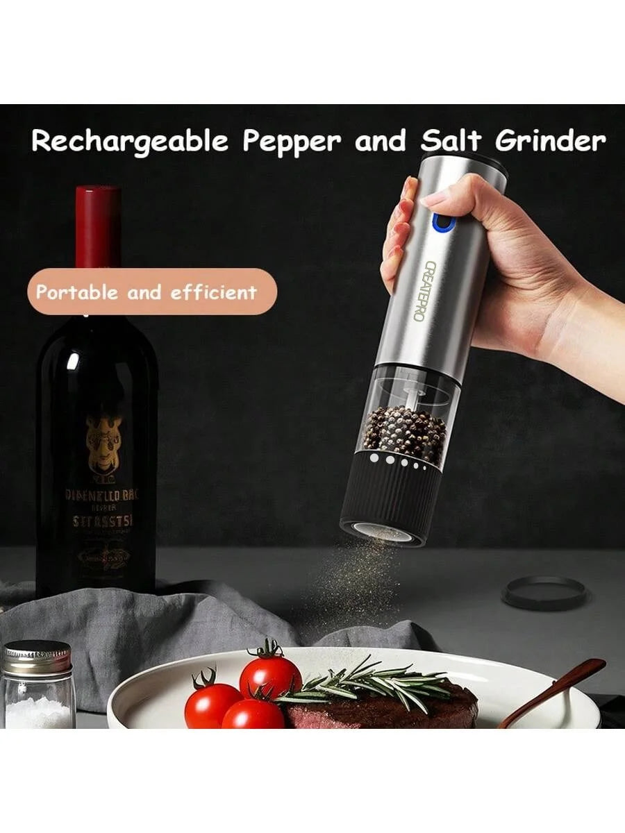Electric Salt & Pepper Grinder – Rechargeable, Adjustable Coarseness