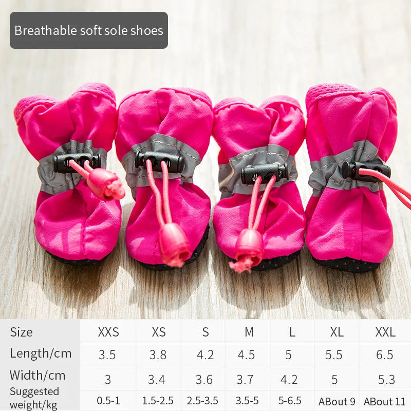 Waterproof Anti-Slip Dog Rain Boots (4 pcs)