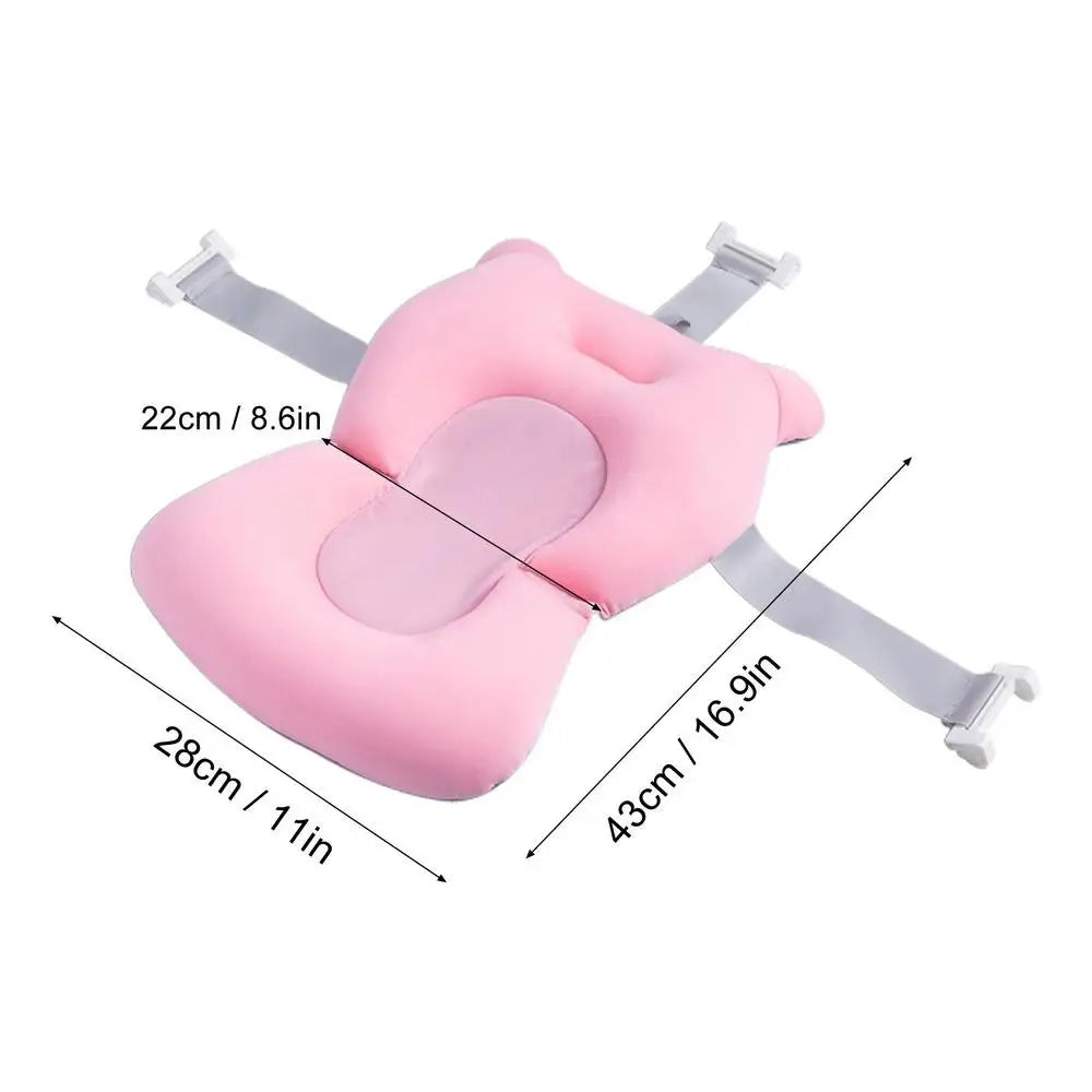 Newborn Bath Cushion - Adjustable, Foldable with Buckles & 3 Safety Clips