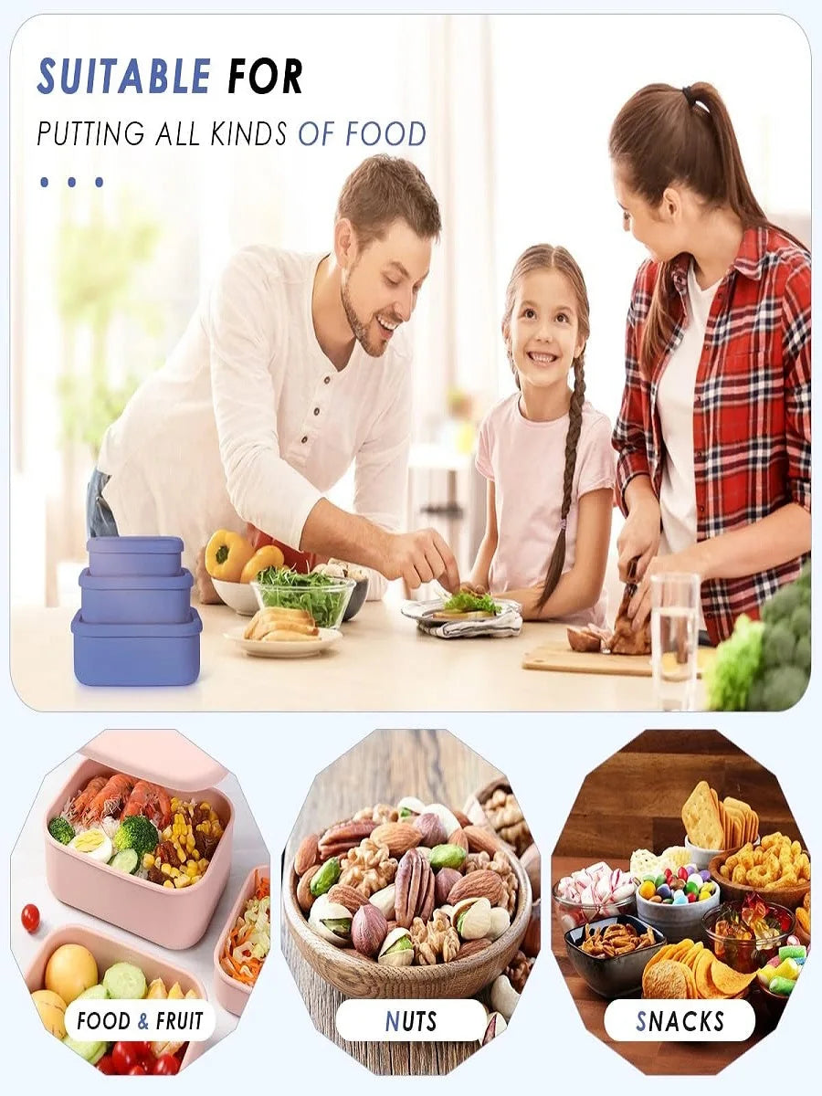 Silicone Food Storage Containers - Airtight, Microwave, Dishwasher, Freezer
