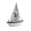 Mini Wooden Blue Sailing Boat – Mediterranean Style Décor