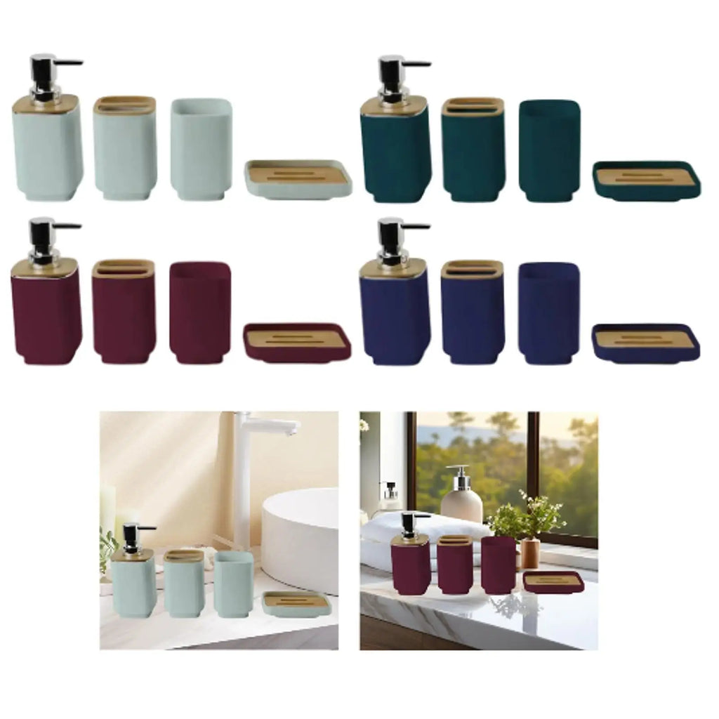 4-Piece Bathroom Accessories Set – Soap Dispenser, Toothbrush Holder & More