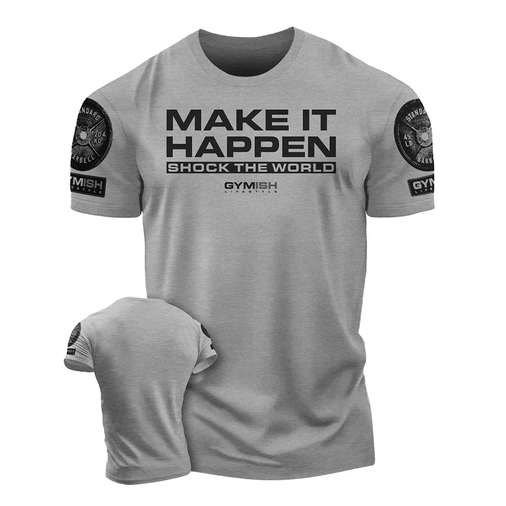 Men's Oversized 3D Print Gym T-Shirt - Short Sleeve