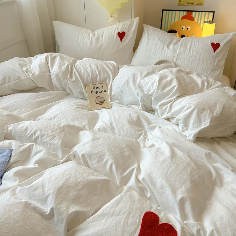 Washed Cotton Bedding Set - Black Duvet Cover Set
