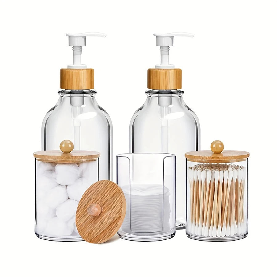 Bathroom Accessories Set - Soap Dispenser, Toothbrush & Storage (4/5 Pcs)