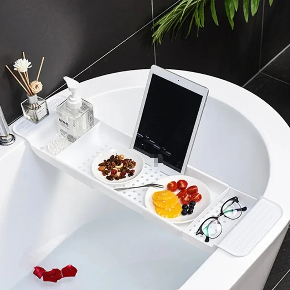 Adjustable Bathtub Rack - Telescopic Plastic Drainage Shelf