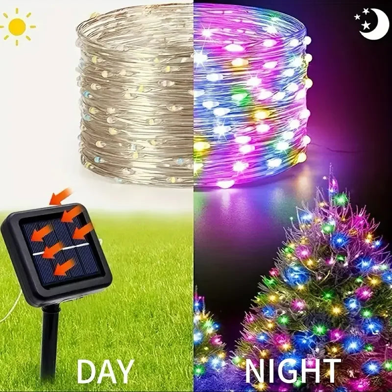 Waterproof Outdoor Solar LED String Lights with 8 Modes